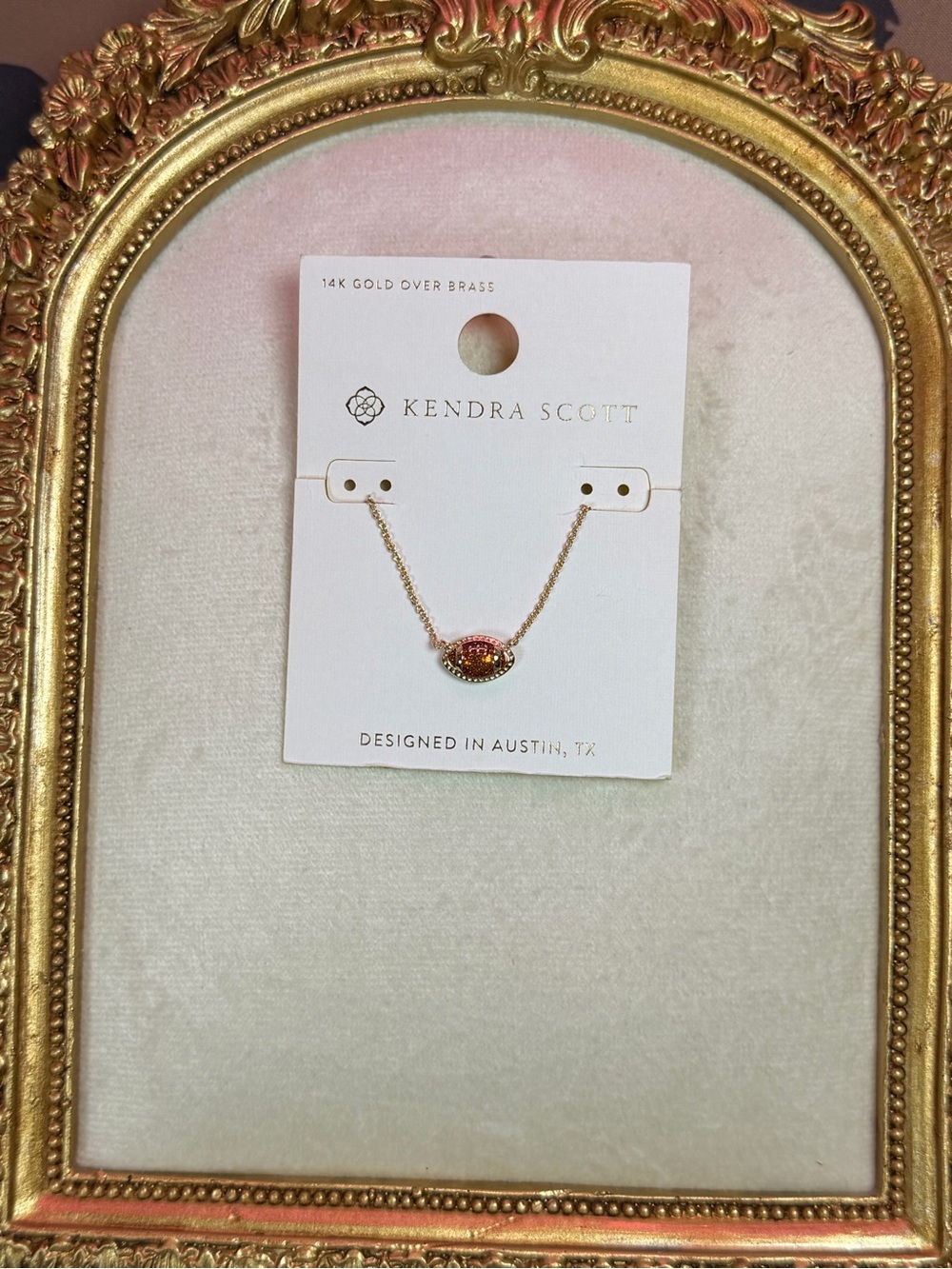 Kendra Scott Gold Football Pendant Necklace Rhinestone 14K Gold $44